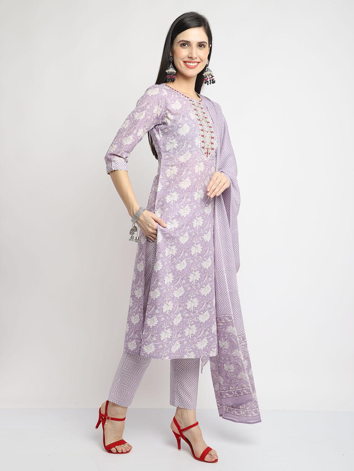 women floral kurta pant set with dupatta - 21558604 - Standard Image - 2