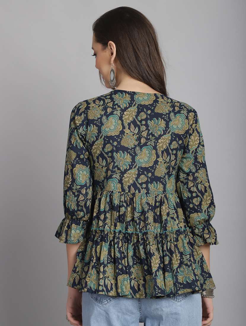 women floral v neck a-line top - 21558618 -  Standard Image - 2