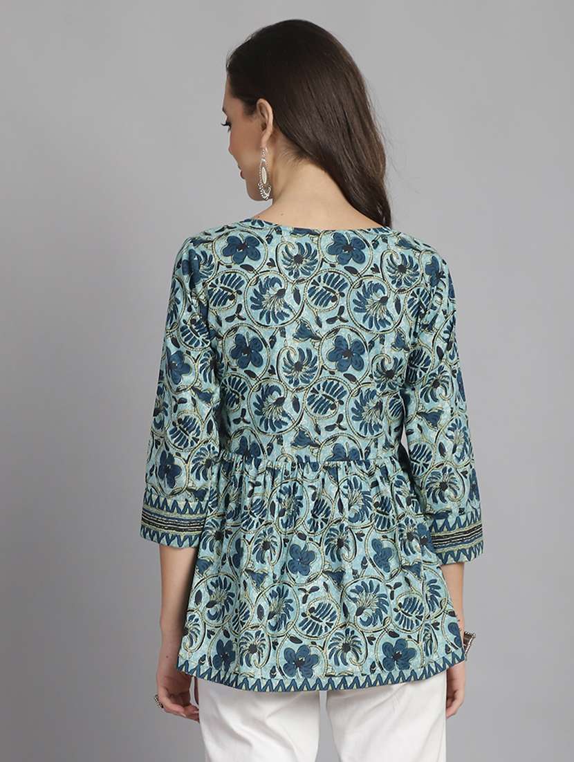 women floral three quarter sleeve top - 21558623 -  Standard Image - 2