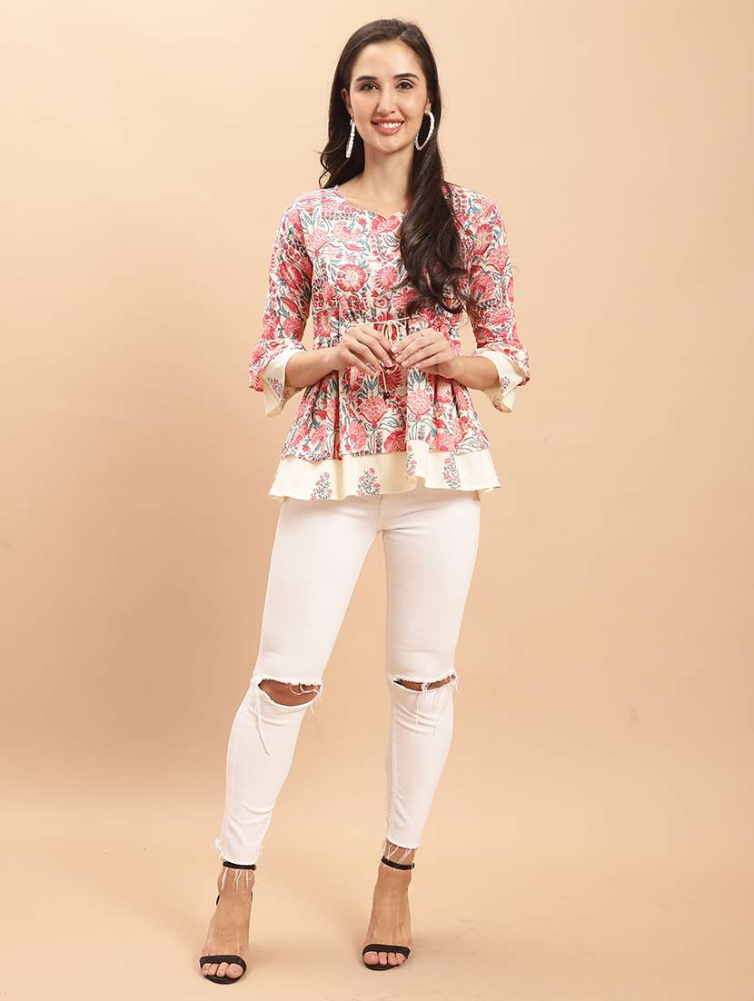 women floral sweetheart neck top - 21558641 -  Standard Image - 2
