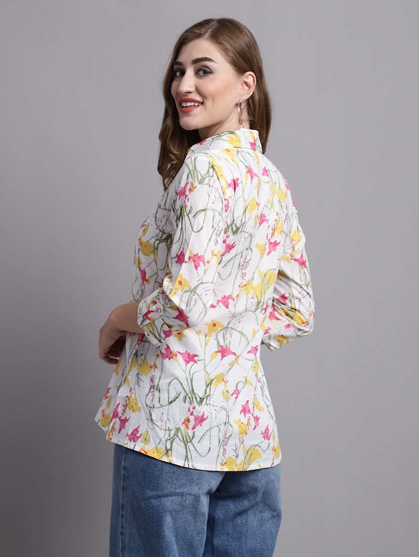 women floral three quarter sleeve shirt - 21558643 -  Standard Image - 2