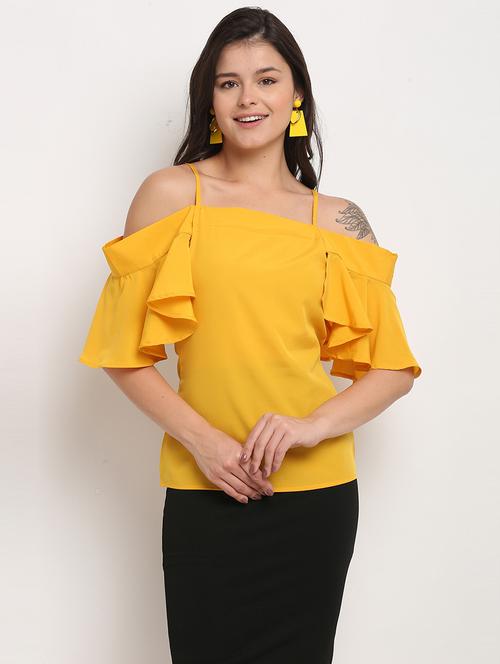 women solid shoulder strap top - 21558659 -  Standard Image - 0