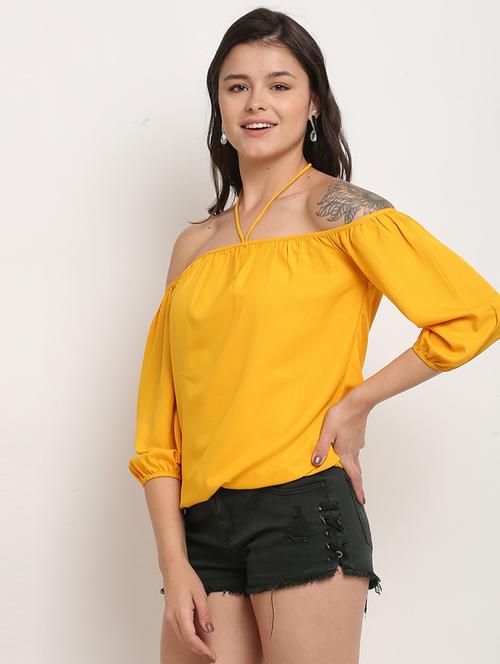 women solid off- shoulder neck top - 21558661 -  Standard Image - 0