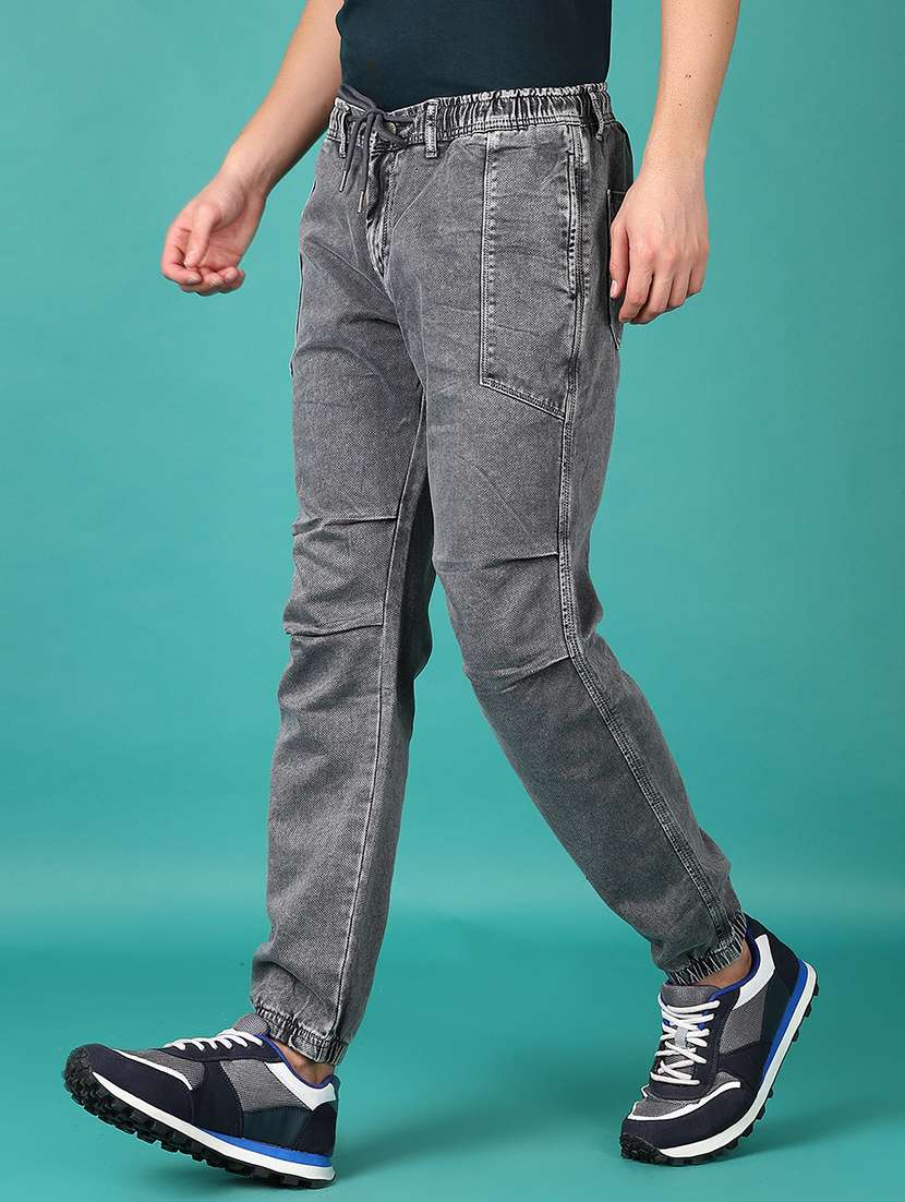 men grey solid mid rise jogger - 21558767 - Standard Image - 2