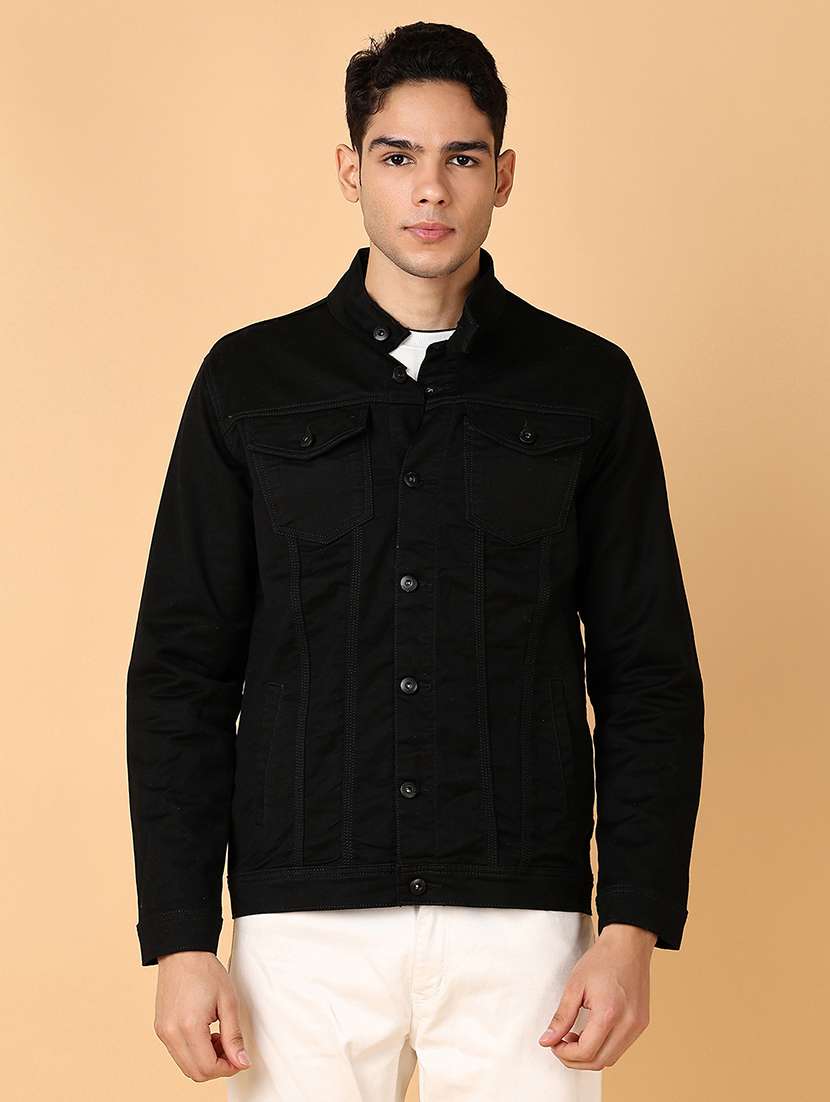 men long sleeves solid denim casual jacket
