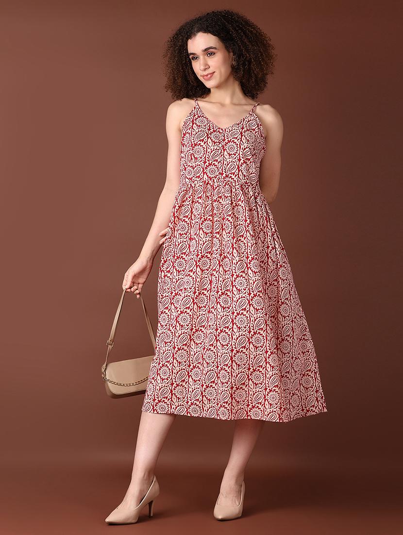 women red printed a-line ethnic dress - 21558790 -  Zoom Image - 0