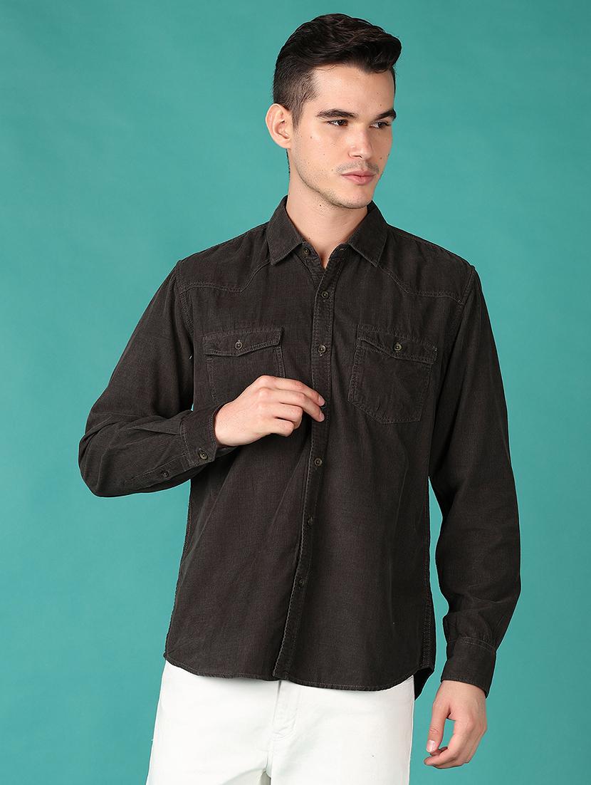 men solid collared long sleeves casual shirt - 21558792 - Zoom Image - 0