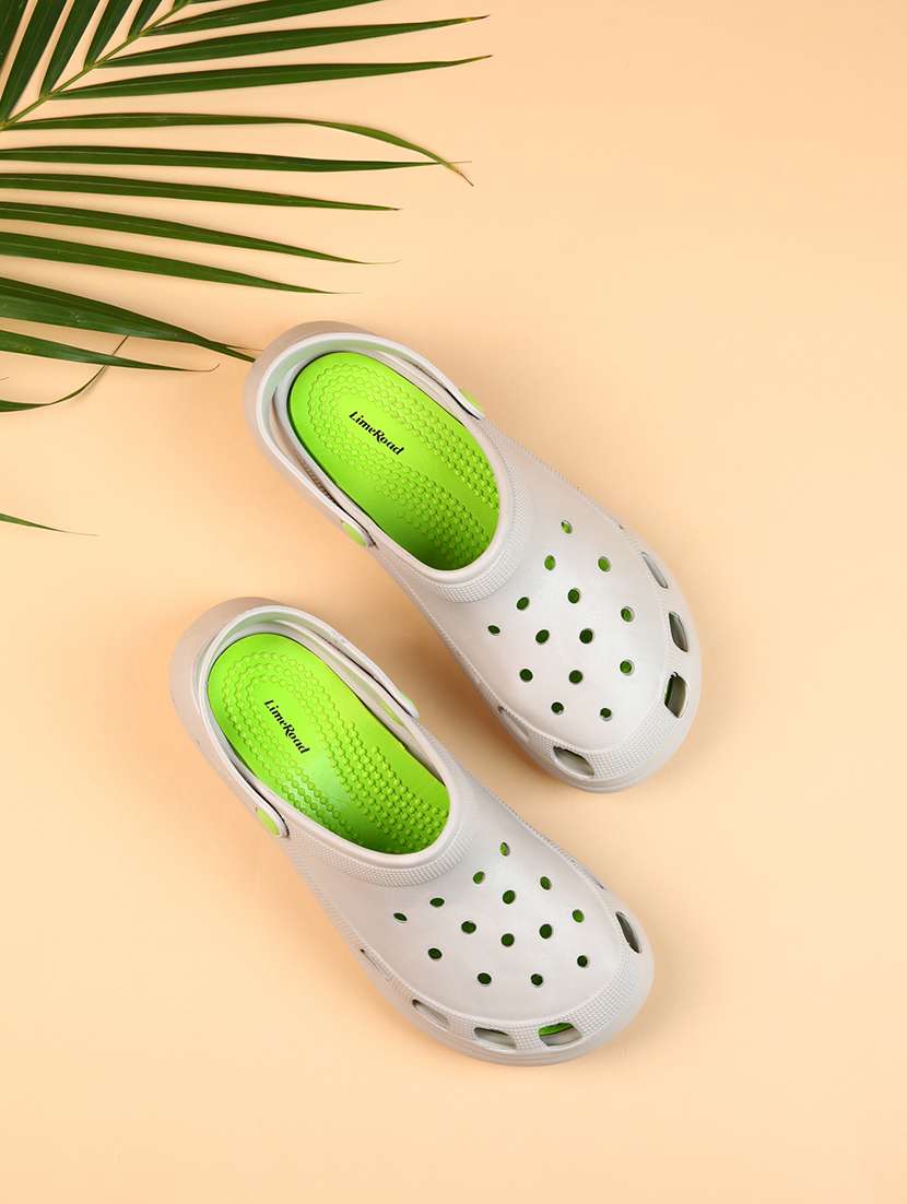 women beige solid clogs 