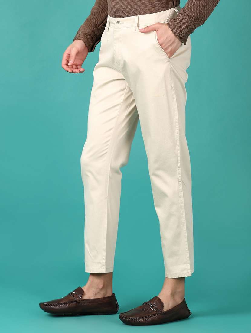 men mid rise solid chinos trouser - 21558812 -  Standard Image - 2