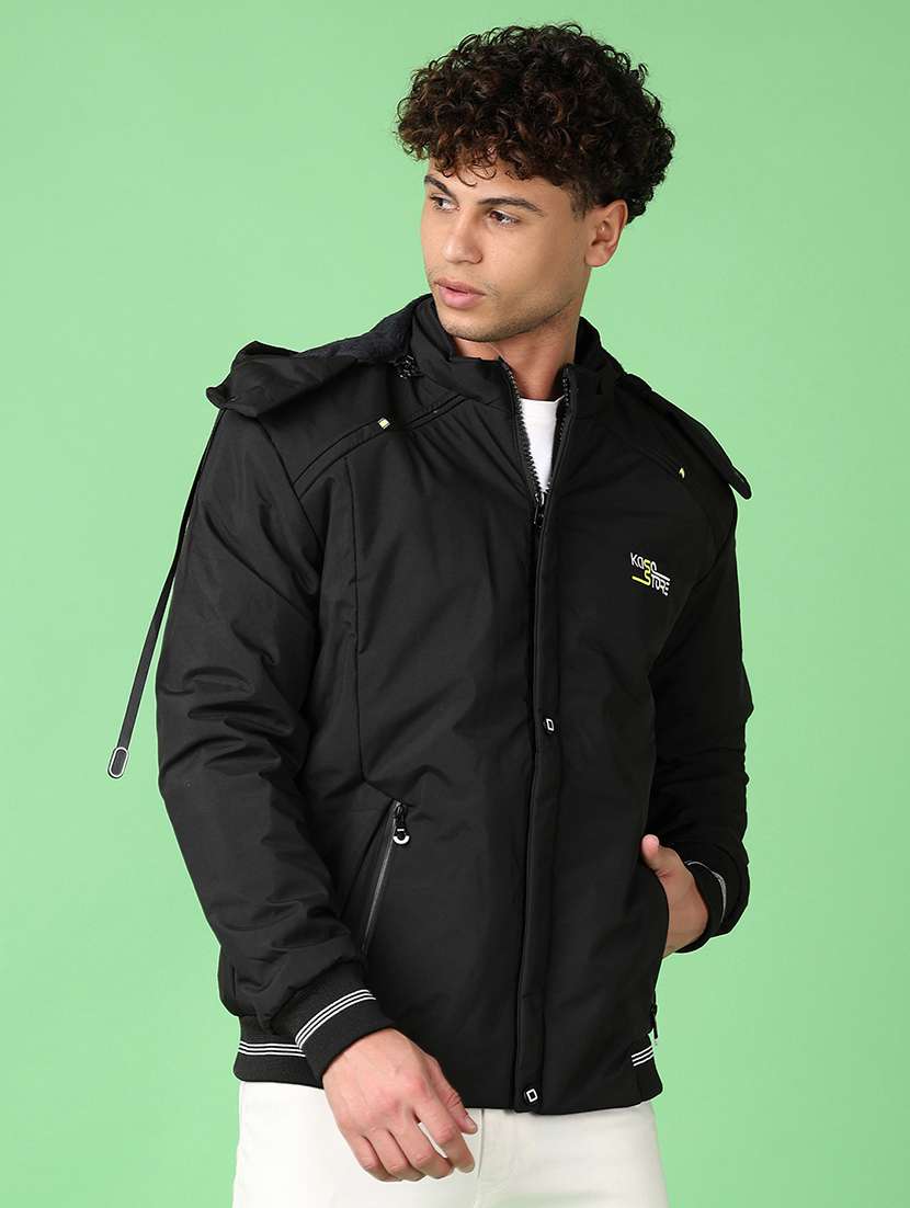 men black solid long sleeve bomber jacket - 21558871 -  Standard Image - 2