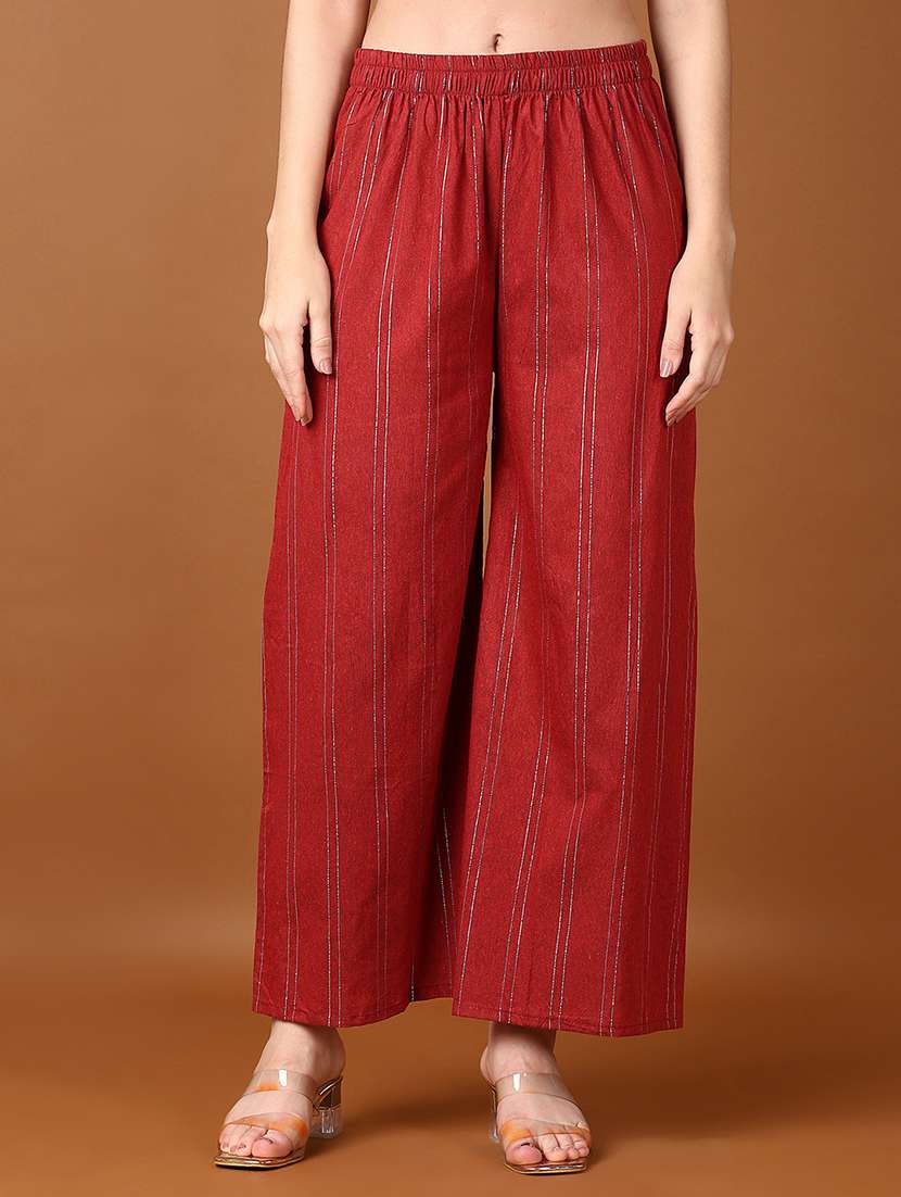 women red stripes printed palazzo