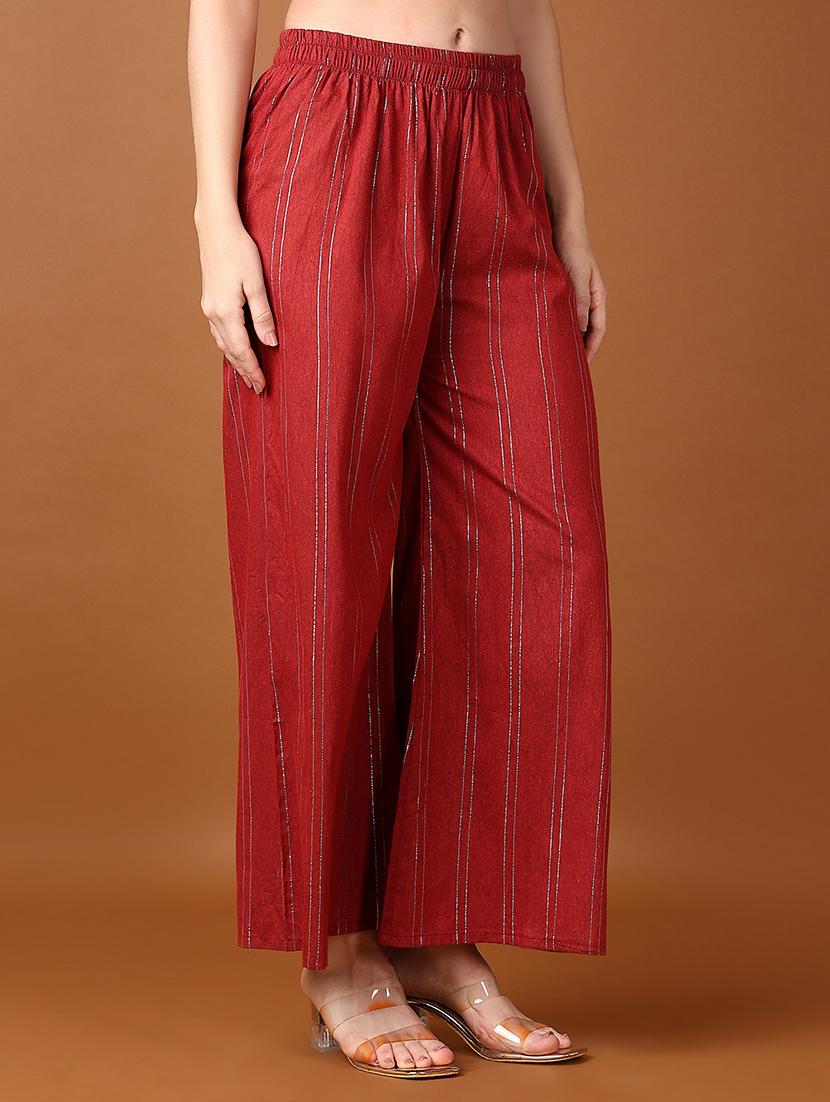 women red stripes printed palazzo - 21558882 - Standard Image - 2