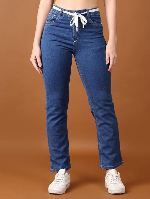 women solid mid rise denim jeans - 21559026 -  Standard Image - 0