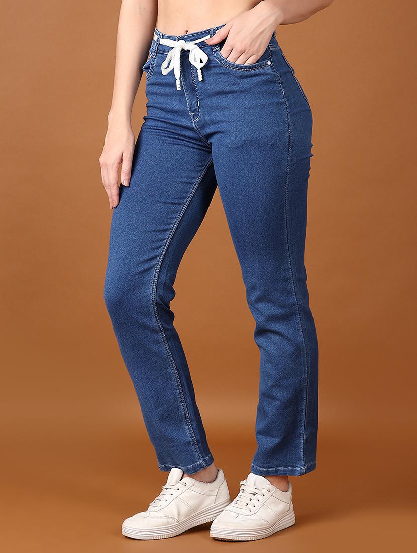 women solid mid rise denim jeans - 21559026 - Standard Image - 2