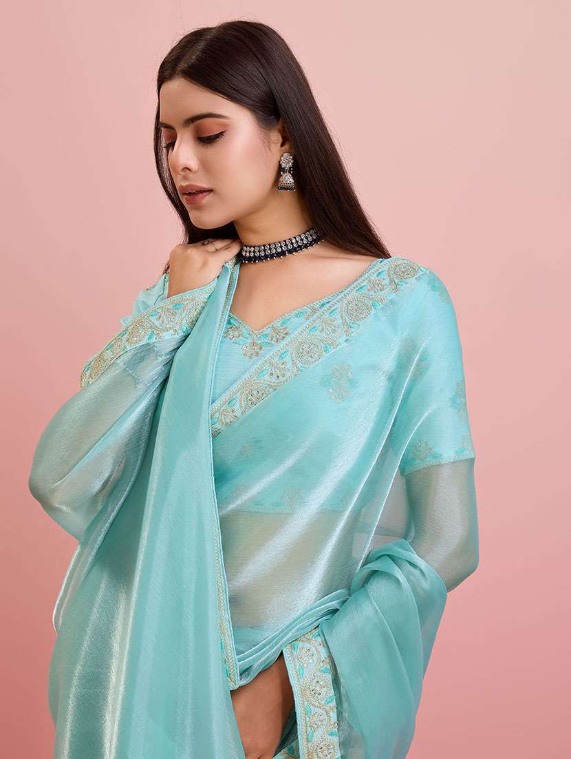 women embroidered ready to wear saree with blouse - 21559079 - Standard Image - 2