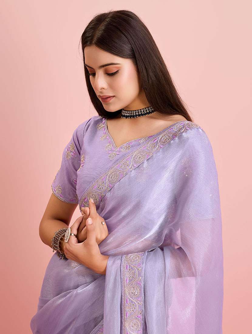 women embroidered ready to wear saree with blouse - 21559081 -  Standard Image - 2