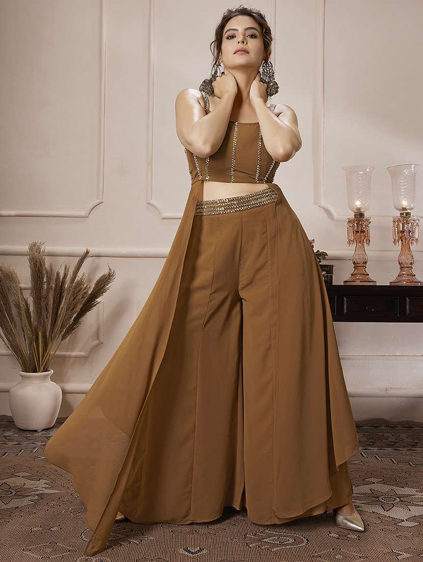 women embellished sleeveless fusion set - 21559135 -  Standard Image - 2