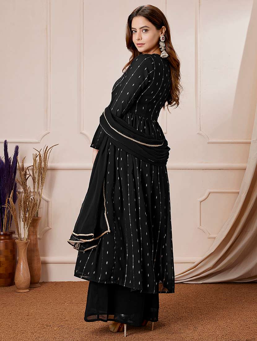 women black kurta palazzo set with dupatta - 21559136 -  Standard Image - 2
