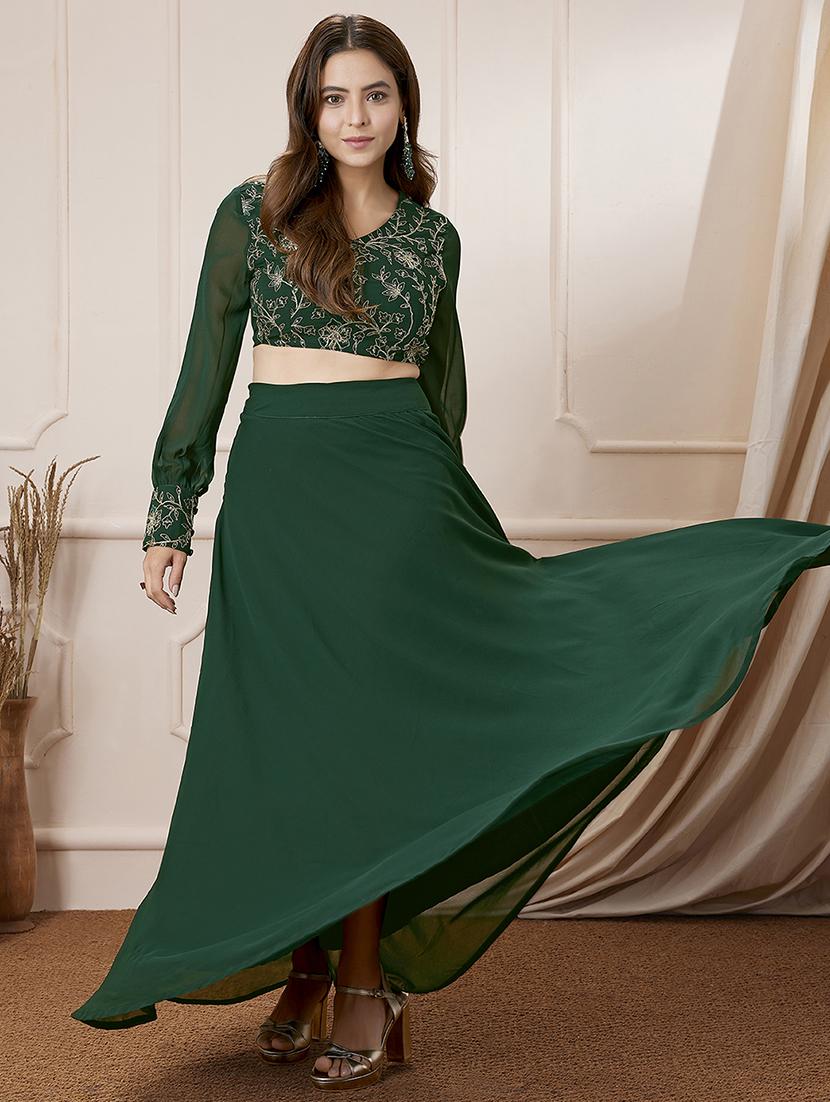 women green long sleeve skirt top set - 21559138 - Standard Image - 2