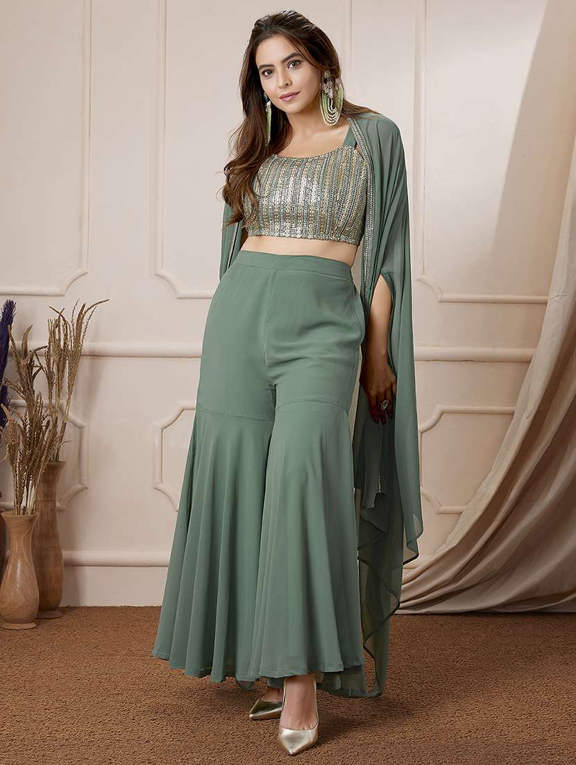 women sequins detailed sleeveless fusion set