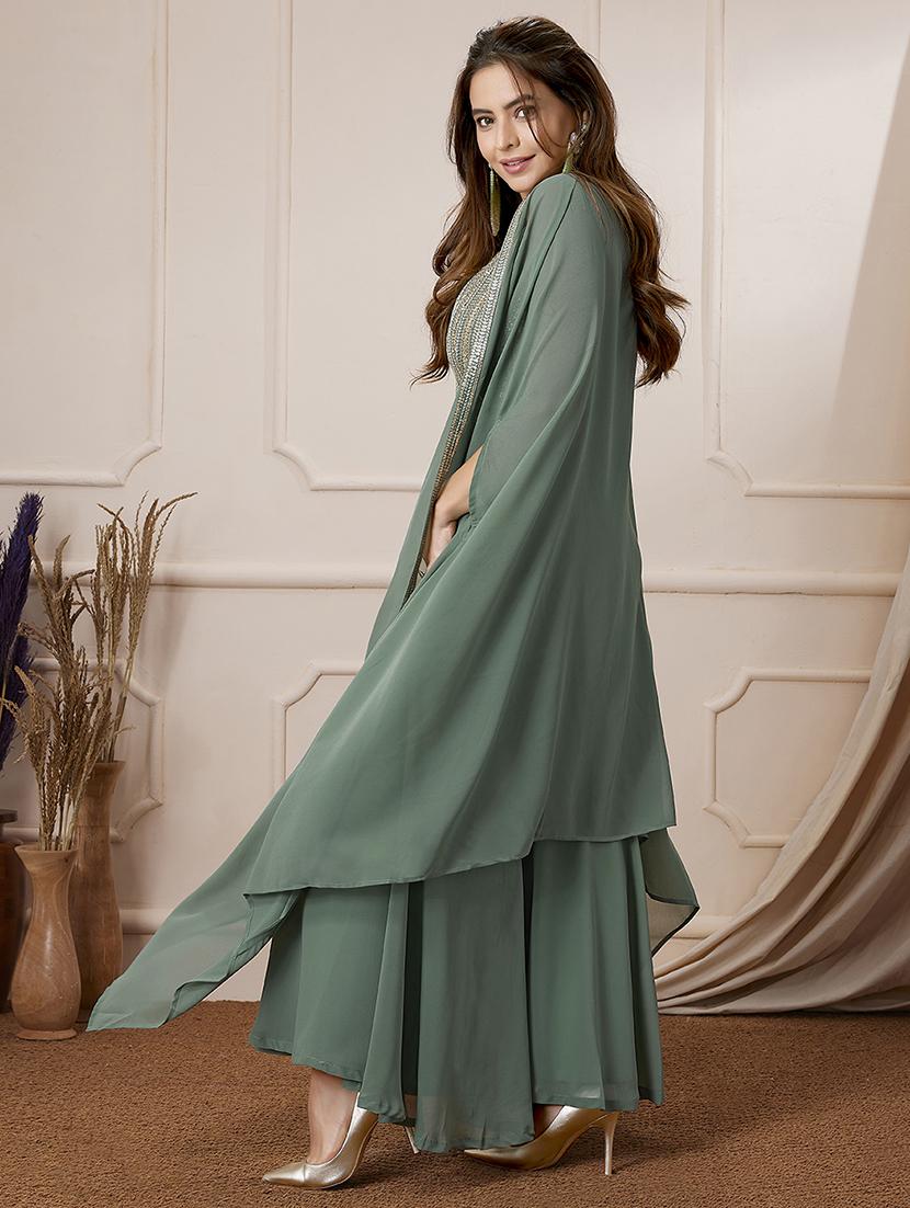 women sequins detailed sleeveless fusion set - 21559141 - Standard Image - 2