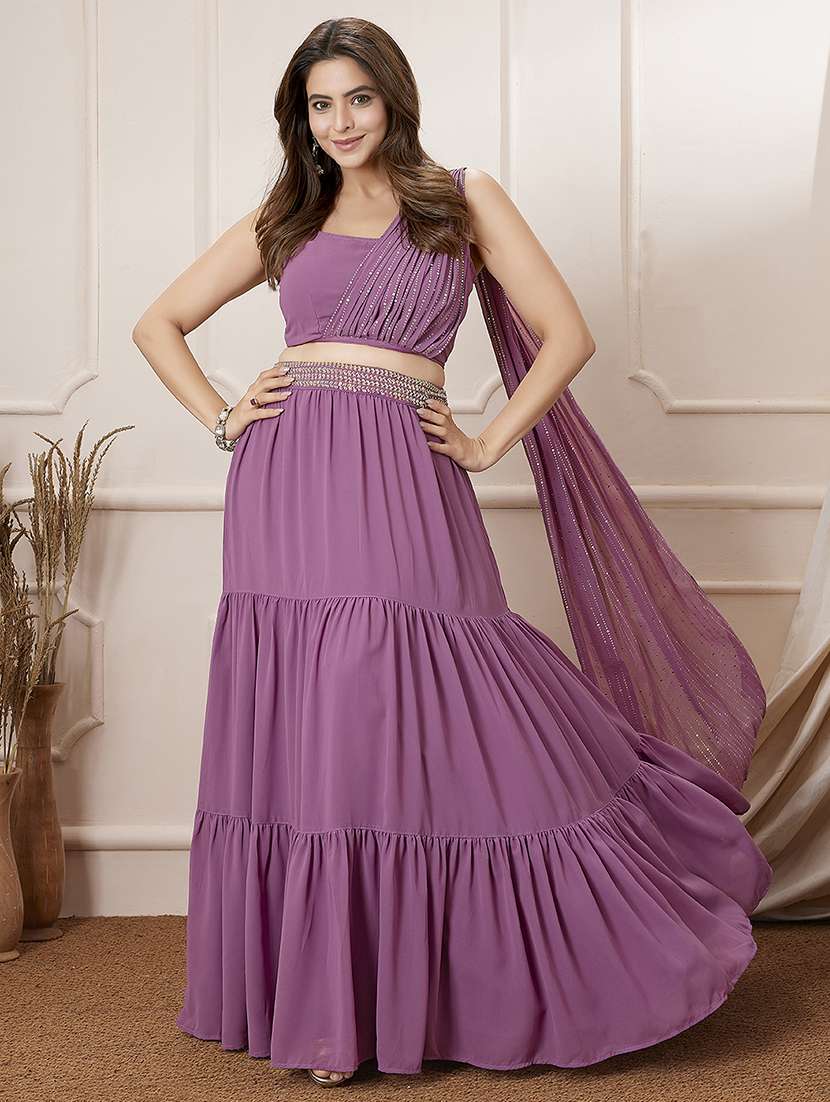 women embroidered sleeveless top & skirt set