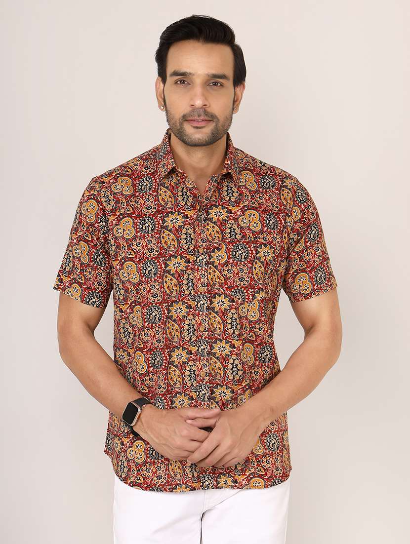men floral short sleeve casual shirt