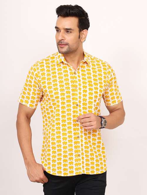 men printed short sleeve casual shirt - 21559305 - Standard Image - 0