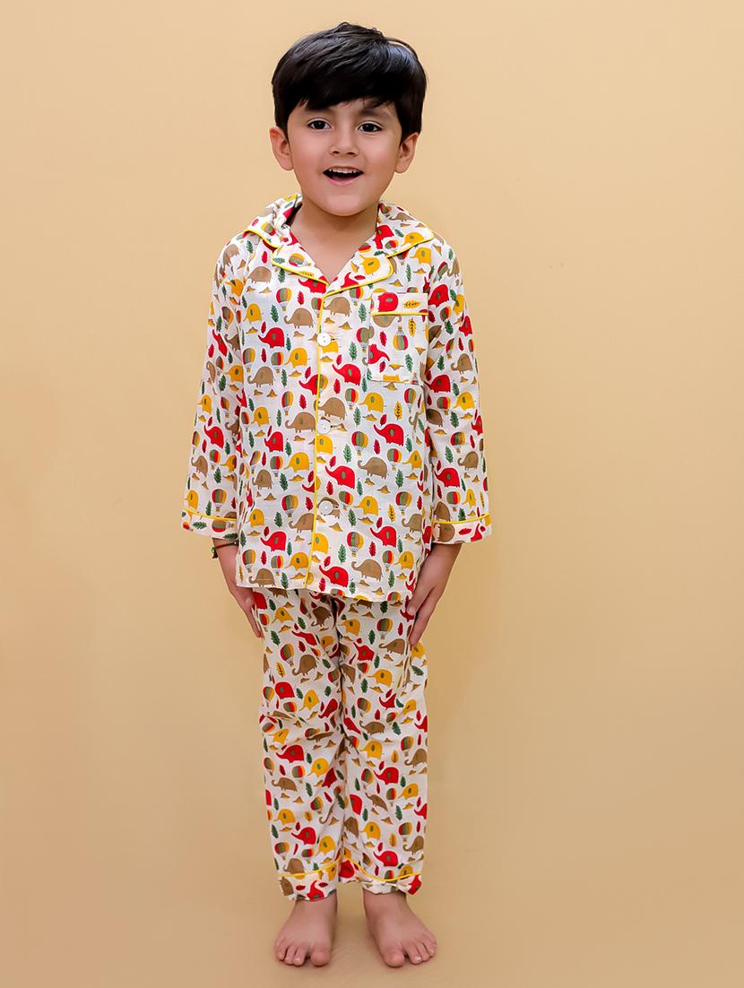 unisex printed long sleeves pyjama nightwear set