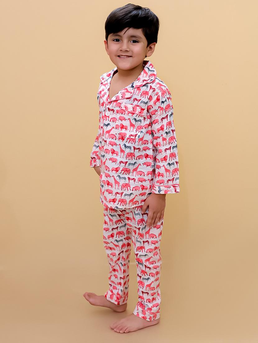 unisex printed long sleeves pyjama nightwear set - 21559312 - Standard Image - 2