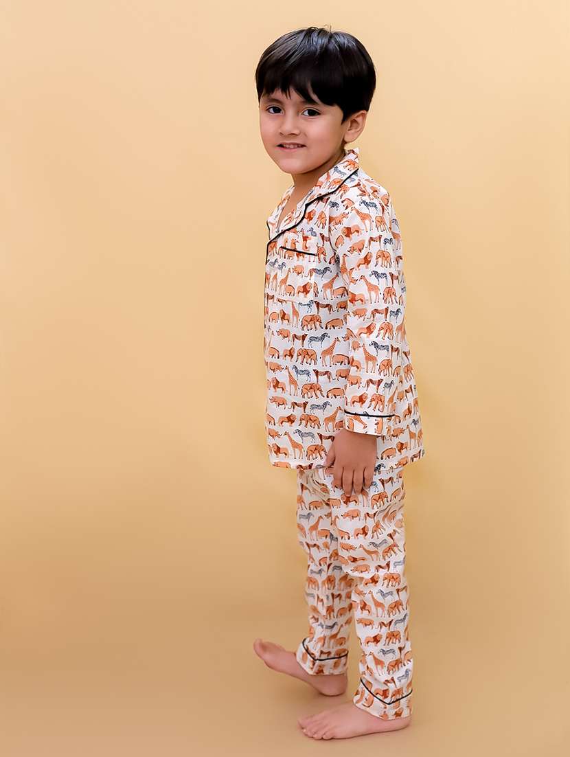 unisex printed long sleeves pyjama nightwear set - 21559316 -  Standard Image - 2