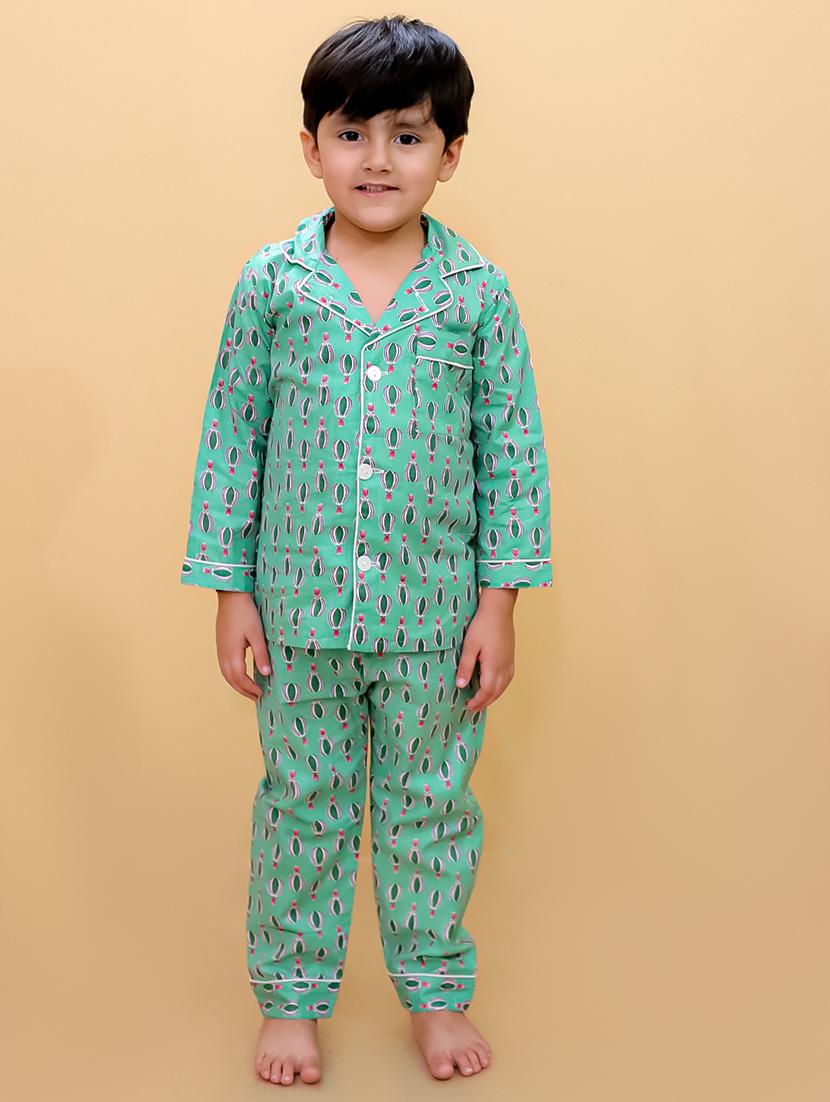 unisex printed long sleeves pyjama nightwear set