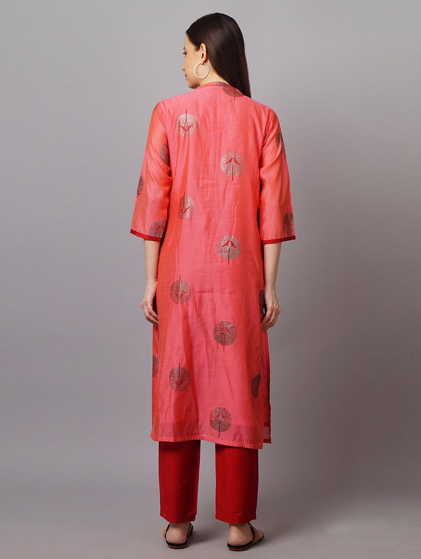 women pink self design kurta pant set - 21559394 - Standard Image - 2