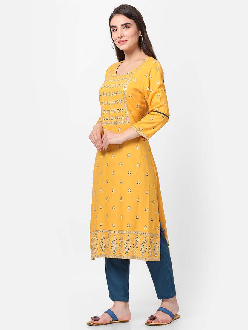 women printed round neck kurta pant set - 21559403 - Standard Image - 2