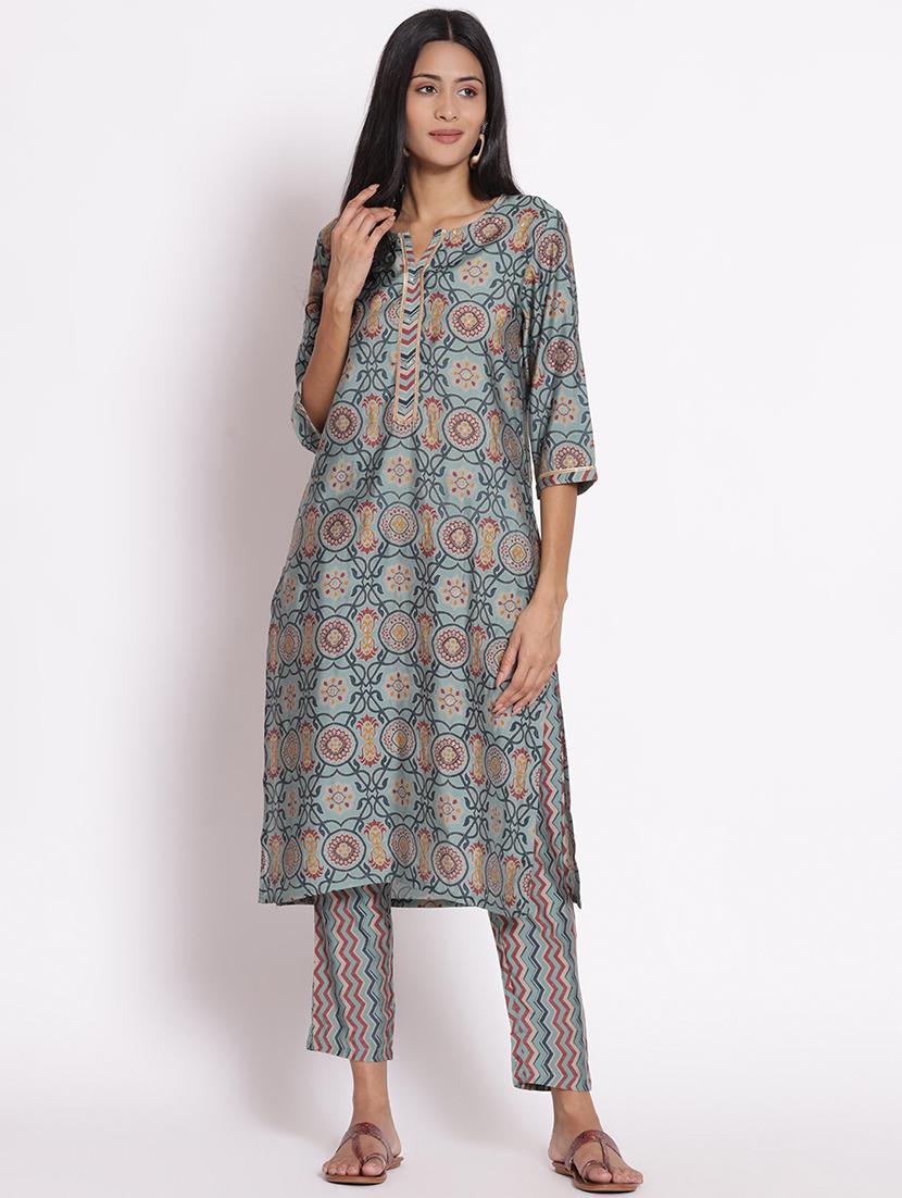 women three quarter sleeve kurta pant with dupatta set - 21559501 - Standard Image - 2