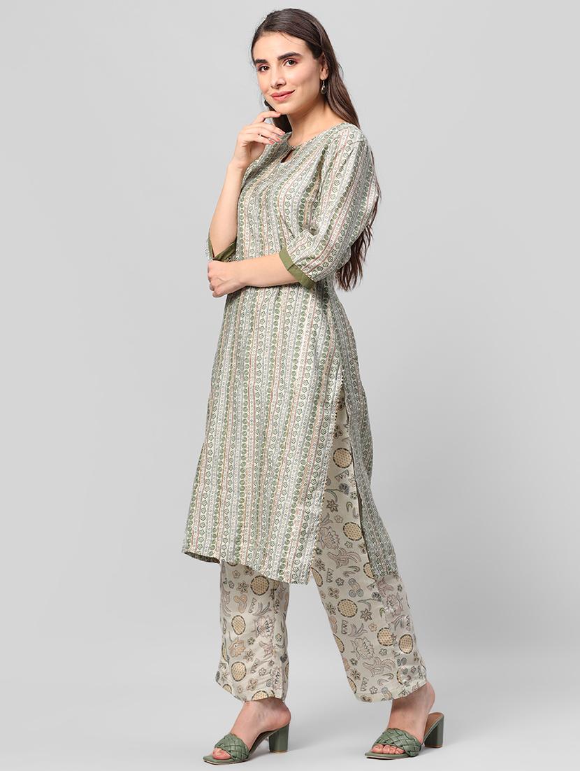 women printed kurta palazzo set with dupatta - 21559506 - Standard Image - 2