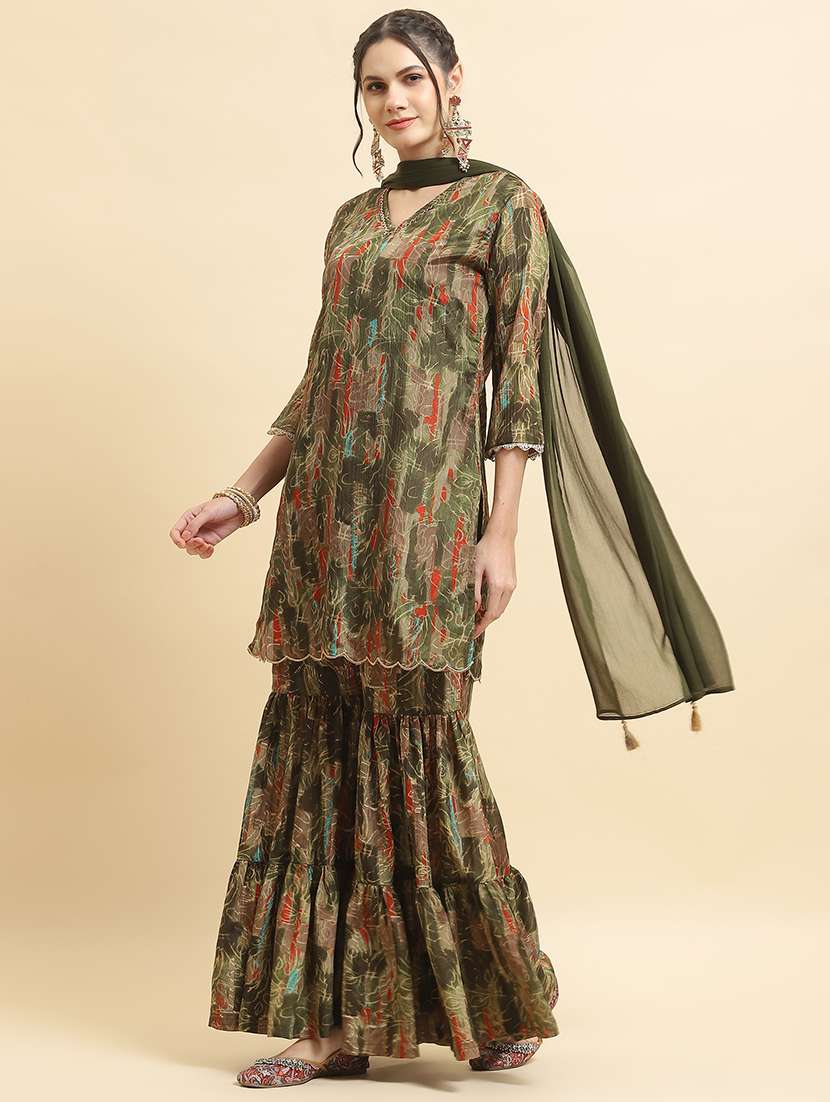 women printed kurta sharara with dupatta set - 21559607 -  Standard Image - 2