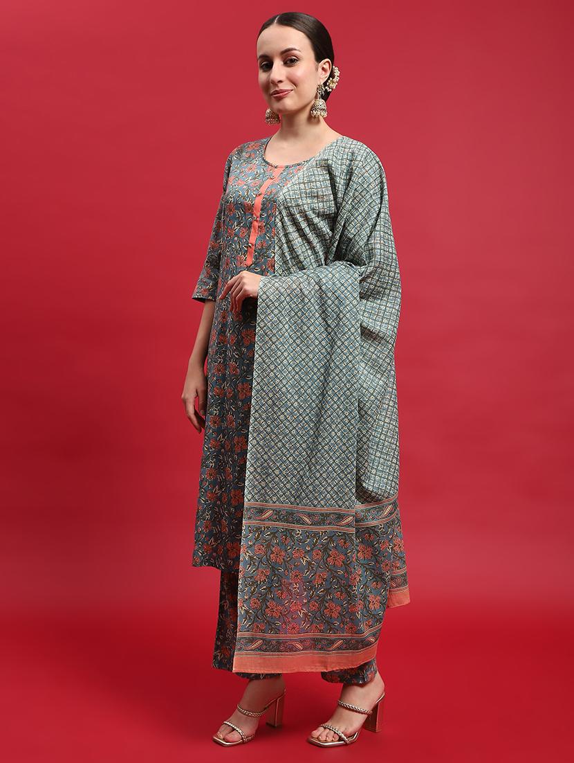 women floral kurta pant set with dupatta - 21559646 - Standard Image - 2