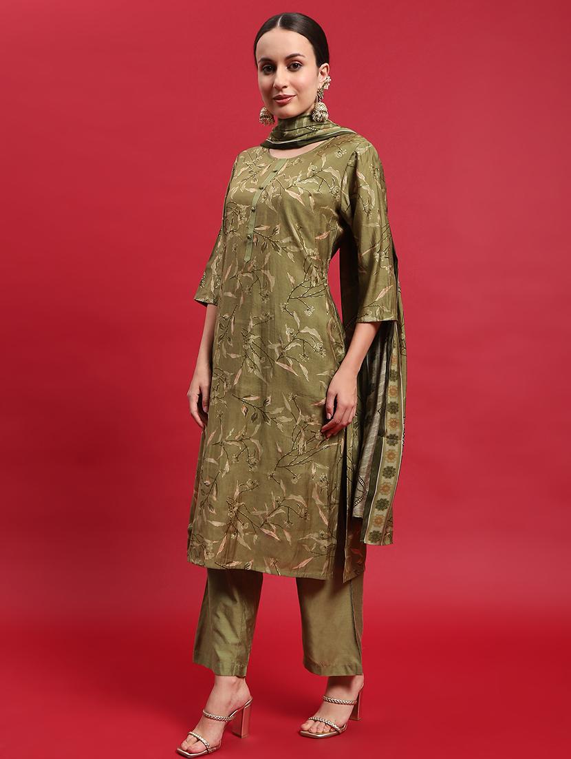 women three quarter sleeve kurta pant with dupatta set - 21559649 - Standard Image - 2
