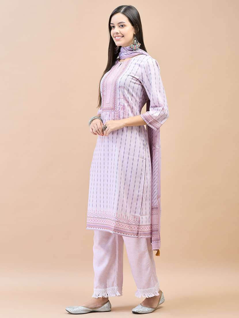 women three quarter sleeve kurta pant with dupatta set - 21559651 -  Standard Image - 2