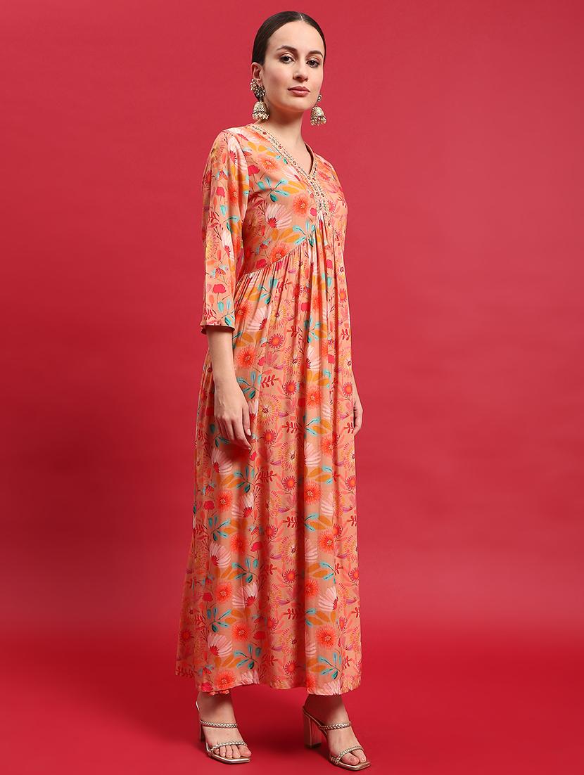 women printed three quarter sleeves kurta dupatta set - 21559658 - Standard Image - 2