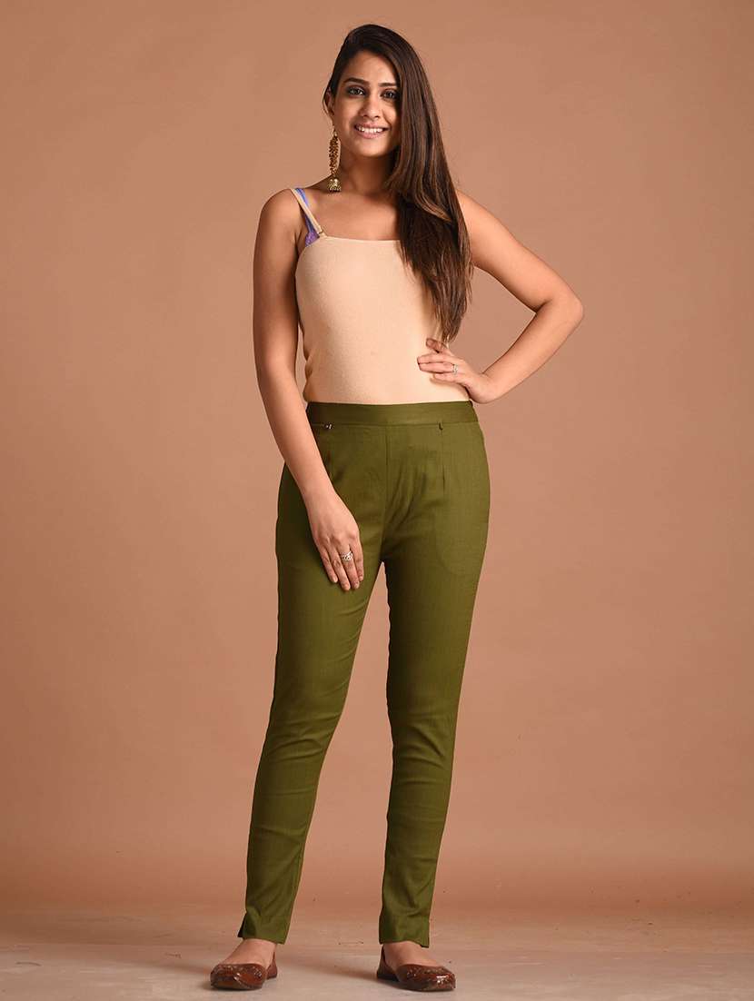 women solid flat front cigarette pant - 21559784 - Standard Image - 2