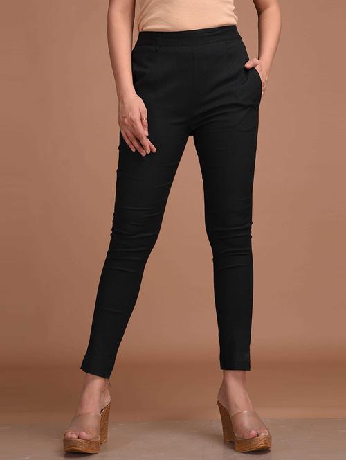 women solid flat front cigarette pant - 21559786 - Standard Image - 0