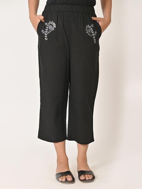 women embroidered flat front culottes - 21559801 - Standard Image - 0