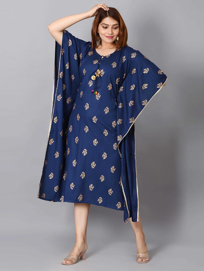 women printed v neck kaftan dress - 21559806 - Zoom Image - 0