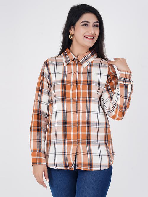 women checkered long sleeve casual shirt - 21559930 - Standard Image - 0