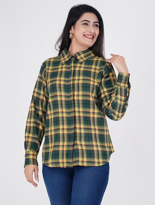 women checkered long sleeve casual shirt - 21559931 - Standard Image - 0