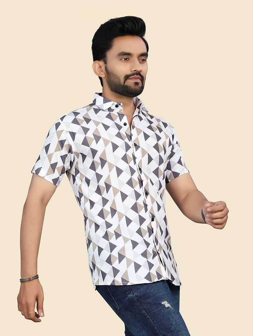 men geometric collared casual shirt - 21560216 -  Standard Image - 2