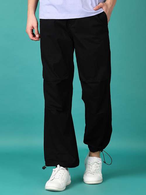 men black solid joggers - 21560577 - Standard Image - 0