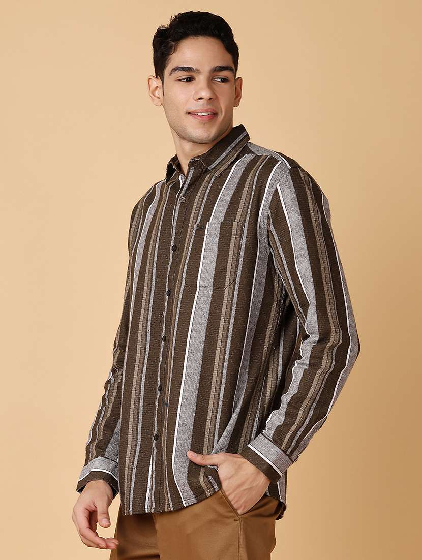 men long sleeves striped casual shirt - 21560602 -  Standard Image - 2